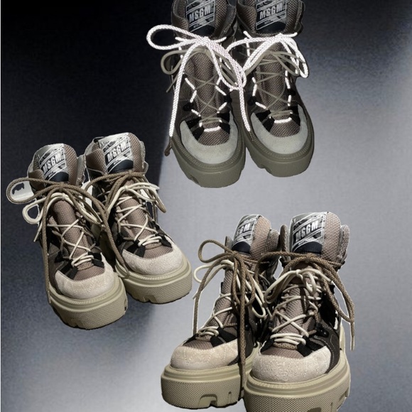 MSGM Panelled Laced Up Boots - Picture 5 of 9